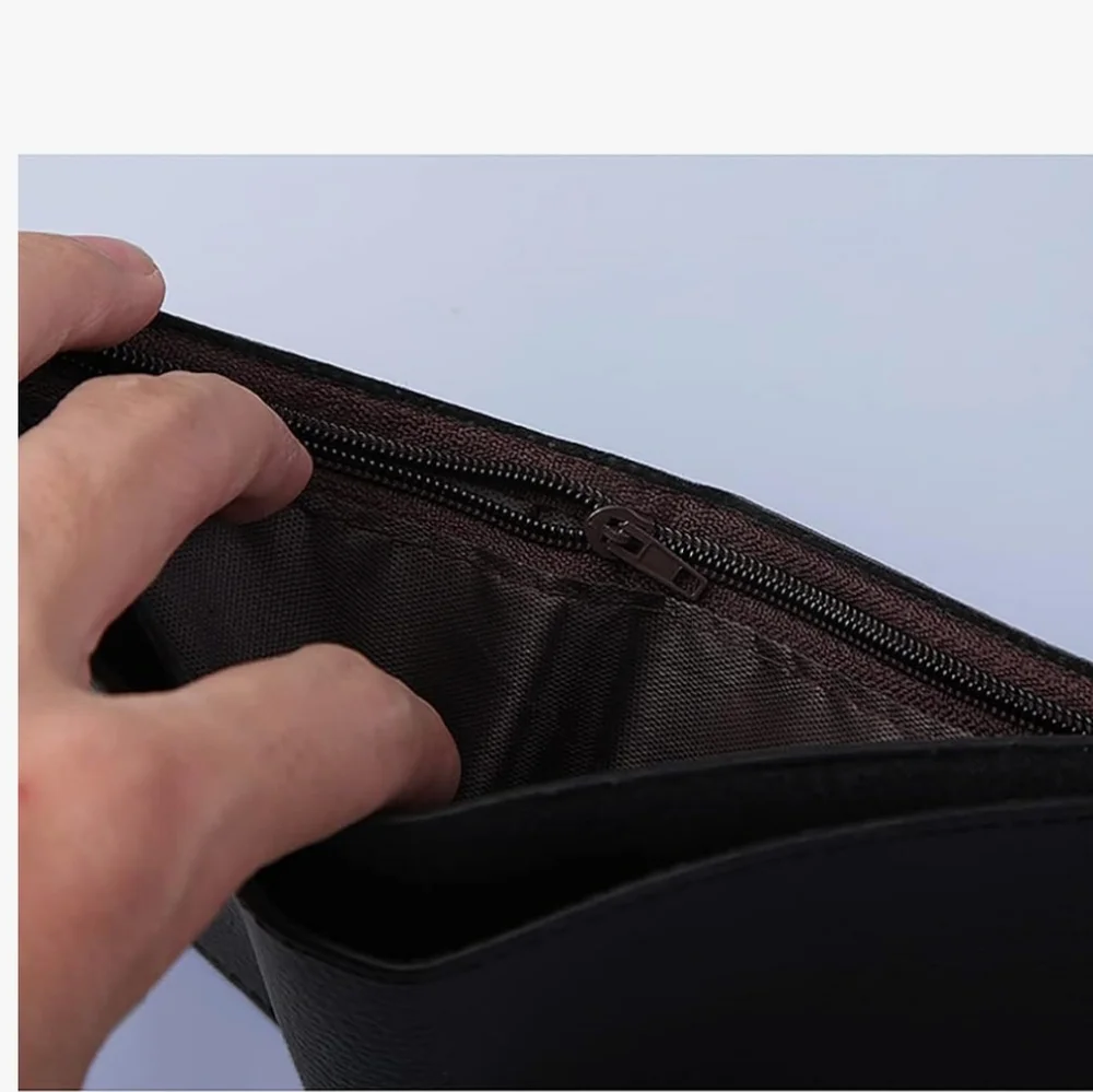 Slim Black PU Bifold Leather Wallet With Magnetic Closure